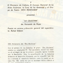 Program for the theatrical production, La Celestina