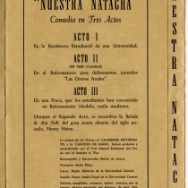 Program for the theatrical production, Nuestra Natacha