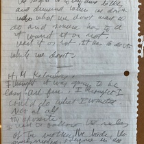 M. I. Fornés' Handwritten note on writing and work in English and notes in Spanish