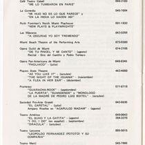 Program for the production, "Electra Garrigó" (Miami, 1978)