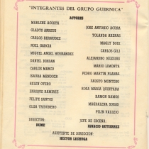 Program for the theatrical production, Las vacas gordas