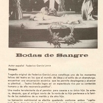 Program for the theatrical production, El travieso Jimmy, Bodas de sangre, Contigo pan y cebolla