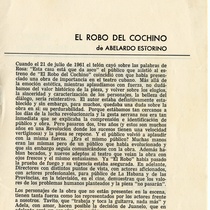 Program for the theatrical production, El robo del cochino, 1966