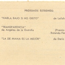 Program for the theatrical production, Juana de Berciel