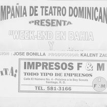 Flyer for the production, "Week-End en Bahía"