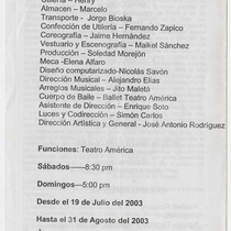 Program for the production, "¡De Película!" (Grupo Buscón)