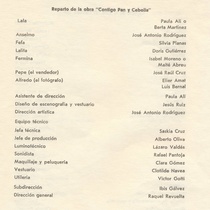 Program for the theatrical production, El travieso Jimmy, Bodas de sangre, Contigo pan y cebolla