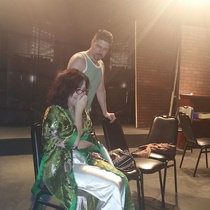 Photographs of rehearsal for the theatrical production, Un mundo de cristal