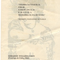 Program for the theatrical production, La querida de enramada