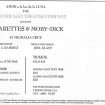 Postcard for the theatrical production, Cigarettes and Moby Dick