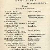 Program for the theatrical production, La ratonera