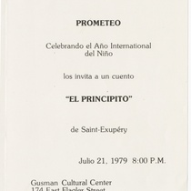 Invitation for the production, "El principito"