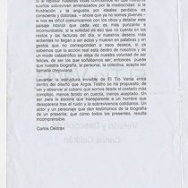 Program for the theatrical production, El tío Vania