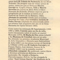 Program for the theatrical production, "El andarín carvajal"