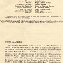 Program for the theatrical production, Historia de un anillo y escandalo en Puerto Santo