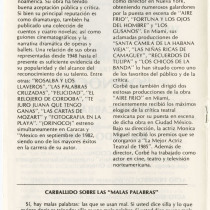 Program for the production, "Mimi y Fifí en el Orinoco"