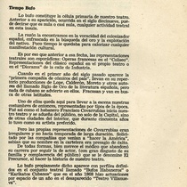 Program for the theatrical production, En tiempos de Don Regino