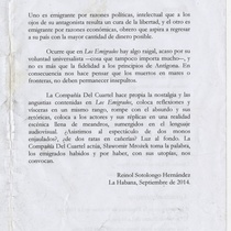 Program for the production "Los emigrados"