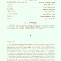 Program for the production, "Electra"