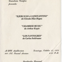 Invitation for the productions, "Los Fantoches", "Chamber music", and "Ejercicio a Constantino"