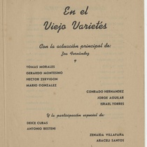 Program for the production, "En el viejo varietés (Teatro Musical de La Habana)