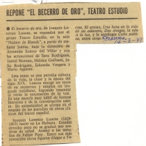 Review for the production, "El becerro de oro" 