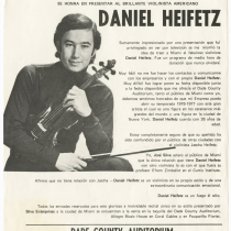 Poster for the concert, "Daniel Heifetz"