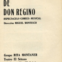 Program for the theatrical production, En tiempos de Don Regino