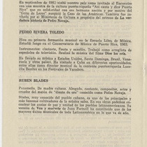 Program for the production, "La verdadera historia de Pedro Navaja (Teatro Musical de La Habana)