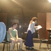 Photographs of rehearsal for the theatrical production, Un mundo de cristal