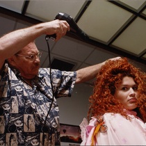 Photographs of Carlos Gomery and actor for the theatrical production, Farsa maravillosa del gato con botas