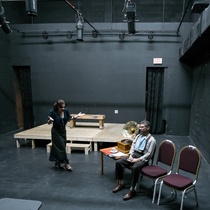 Photographs of a rehearsal for the theatrical production, El día que me quieras