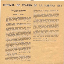 Program for the festival, Festival de Teatro de La Habana 1982