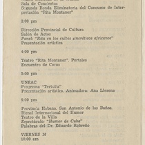 Program for the production, III Festival Nacional Rita Montaner