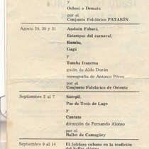 Program for the production, Panorama de teatro y danza 1975