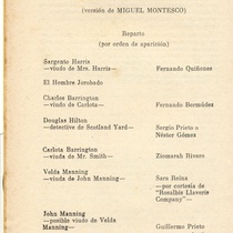 Program for the theatrical production, Un asesino para Carlota