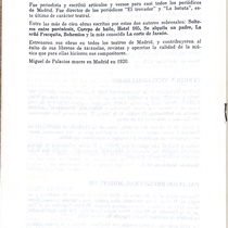 Program for the theatrical production, La corte de Faraon