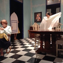 Photographs of a rehearsal for the theatrical production, Contigo, pan y cebolla