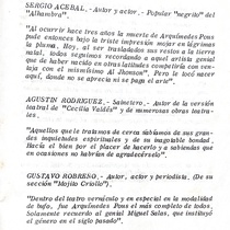 Program for the theatrical production, Recordando a Arquímides Pous