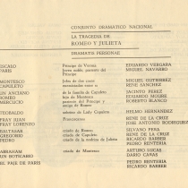 Program for the production, "Romeo y Julieta"