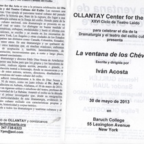 Program for the staged reading, La ventana de los Chéveres