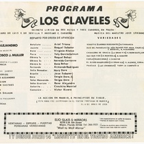 Program for the production, "Los claveles" (The carnations)