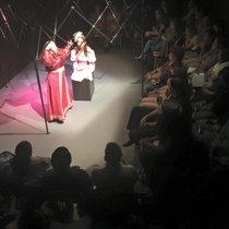 Photographs of the theatrical production, La profesión de la Sra. Warren (Miami, 2015)