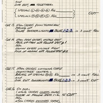 Manuscripts labeled, "Part 1: cue sheet"