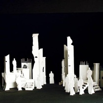 Photograph of stage design for the theatrical production, Los siete contra Tebas