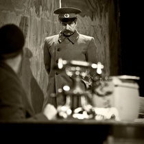 Photographs of rehearsal for the theatrical production, Cartas de amor a Stalin