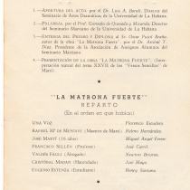 Invitation and Program for the production, "La matrona fuerte"