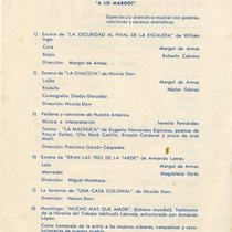 Program for the theatrical production, A lo Margot