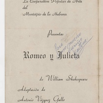 Program for the production, "Romeo y Julieta"