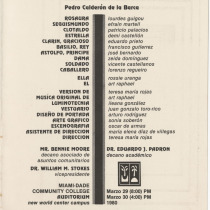 Program for the production, "La vida es sueño"